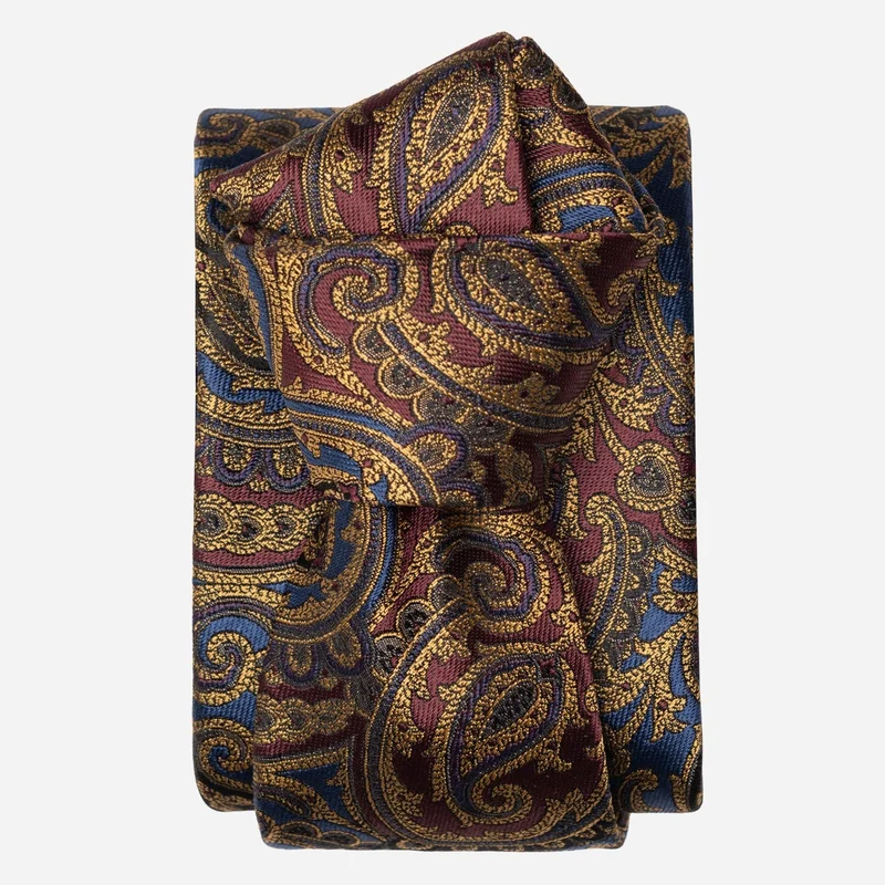 San Carlo - Silk Jacquard Tie - Sapphire and Ruby