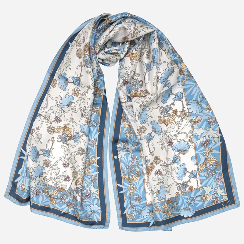 Ofelia - Long Silk Scarf - Blue