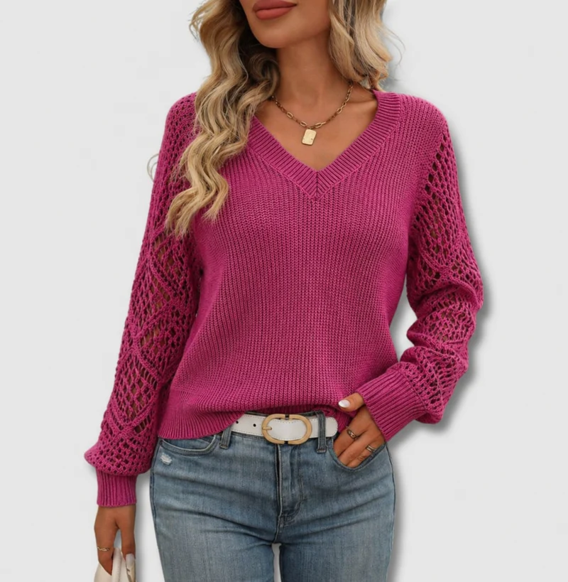 Women's Elegant and Comfortable V-Neck Knit Sweater