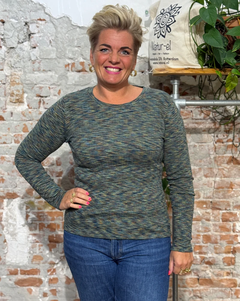 LIVING CRAFTS gemeleerde longsleeve PRIS MULTI biologisch katoen
