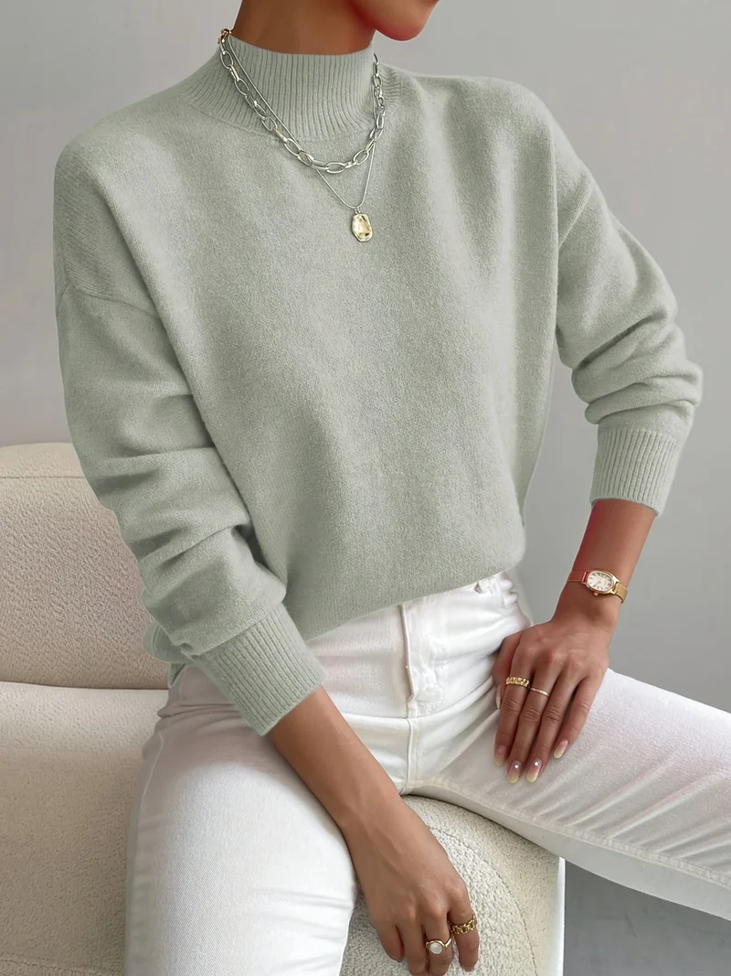 Women's Mock Turtleneck Relaxed-Fit Sweater