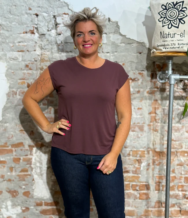 RECOLUTION shirt met kapmouw MITHILA GRAPE ecovero