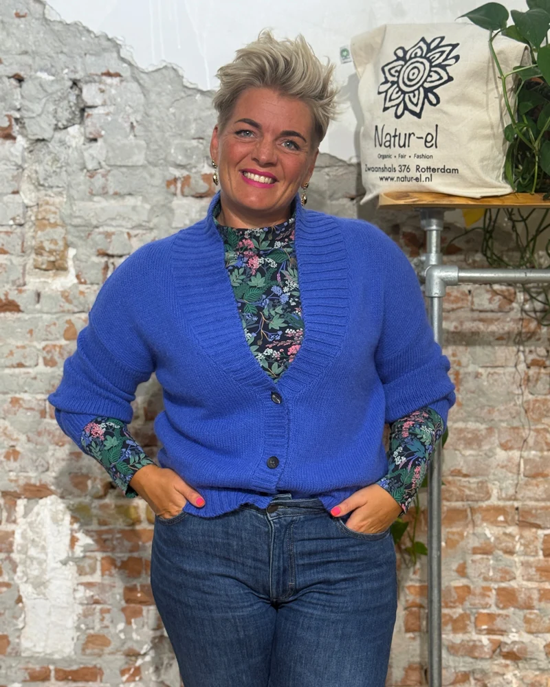 MADNESS vest met kraag JAMILLA BLUE alpaca katoen