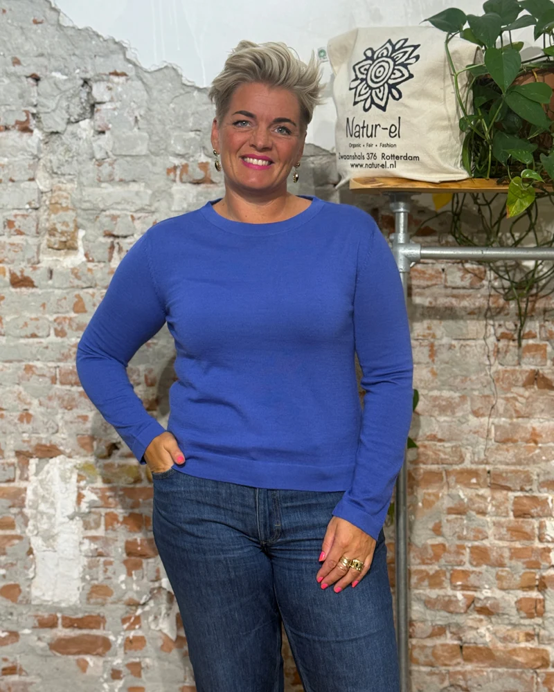 MADNESS trui SOFIE BLUE van biologisch katoen en wol