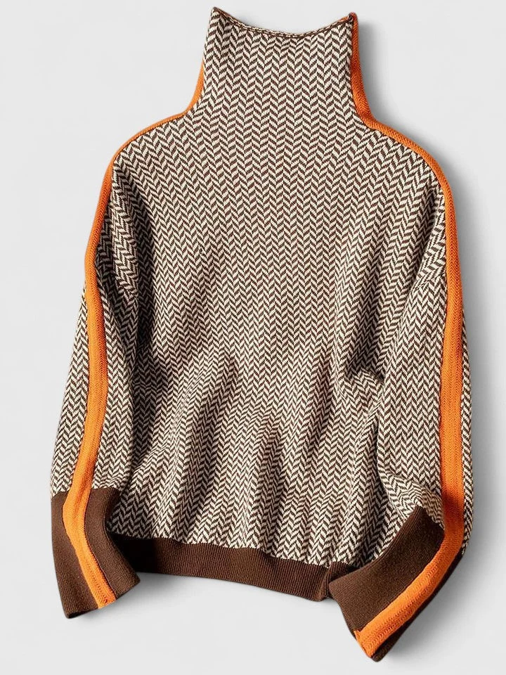 Women's Sophisticated Stripe High Neck Sweater