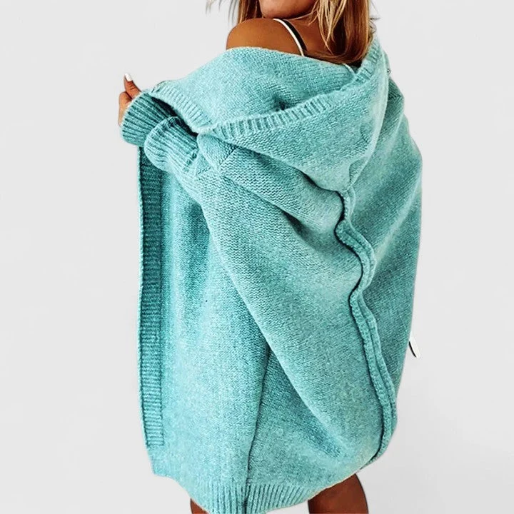 Women's Oversized Hooded Knee-Length Cardigan