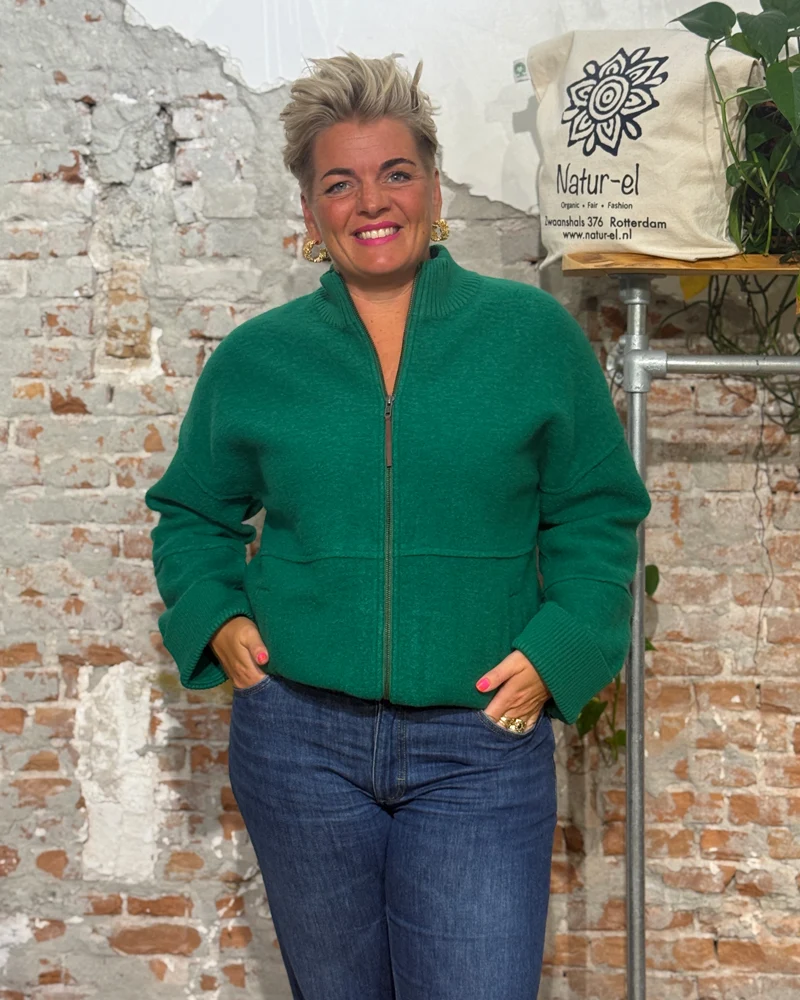 MADNESS vest jas IRIS GREEN van gekookte wol