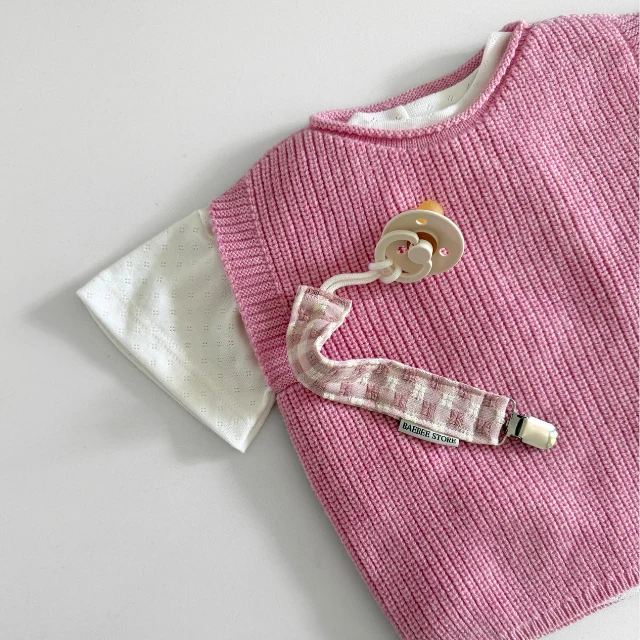 Speenkoord roze geruit