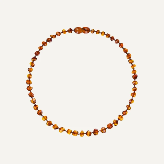 Barnsteen ketting baby cognac 32 cm