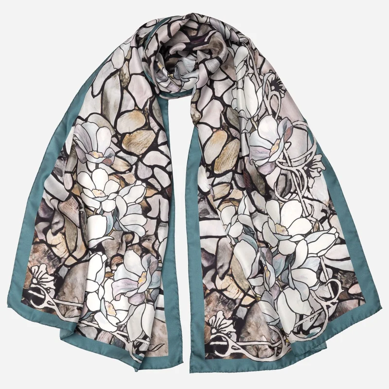 Tiffany - Long Silk Scarf - Petrol Blue