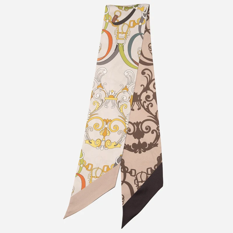 Silvia - Skinny Silk Scarf - Caffè Latte