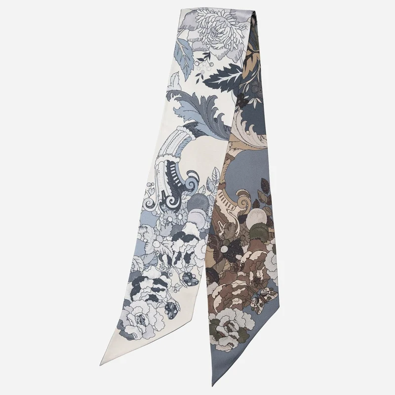 Raffaella - Skinny Silk Scarf - Dusty Blue