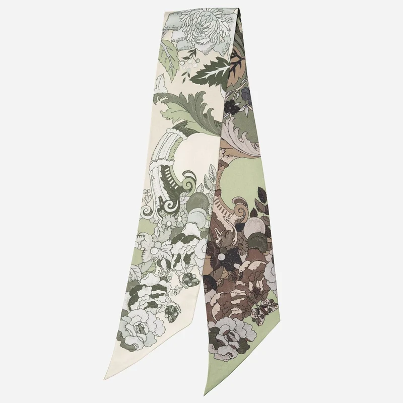 Raffaella - Skinny Silk Scarf - Sage Green