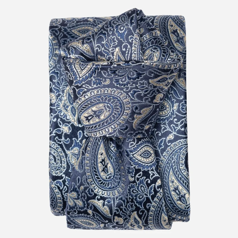 Donatello - Silk Jacquard Tie - Blue and Silver
