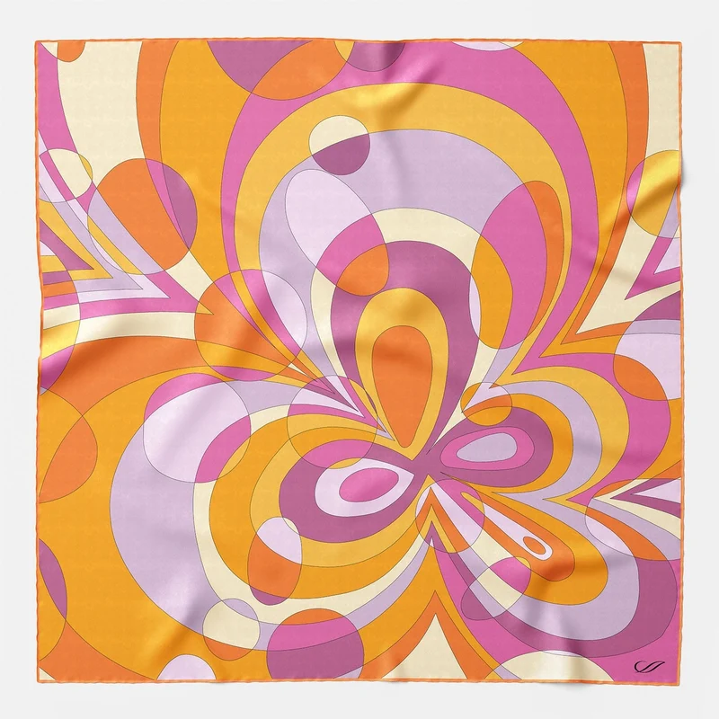 Michelle - Silk Bandana - Orange and Pink