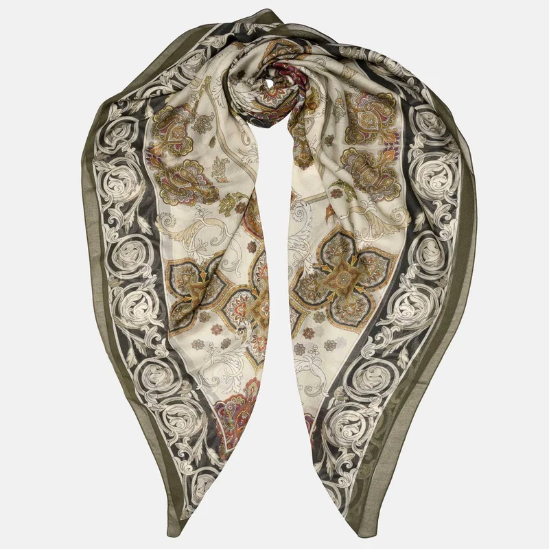 Venere - Modal Cashmere Scarf Shawl - Olive Green