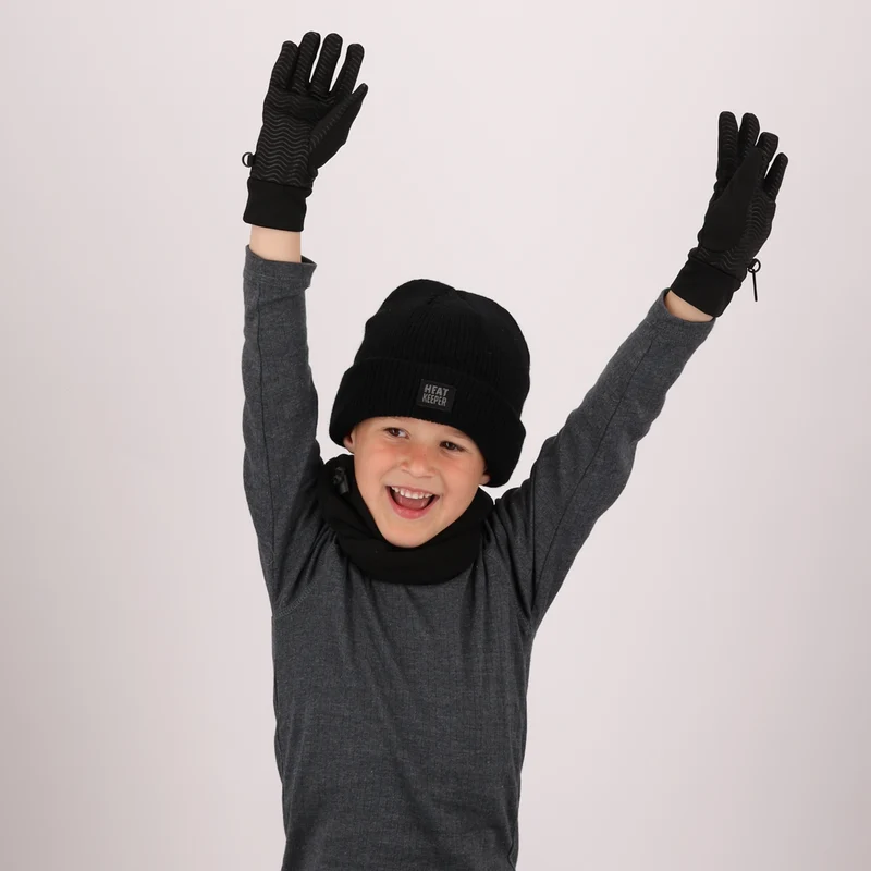 Thermo sporthandschoenen kinderen - Softshell - Zwart - 2-Paar