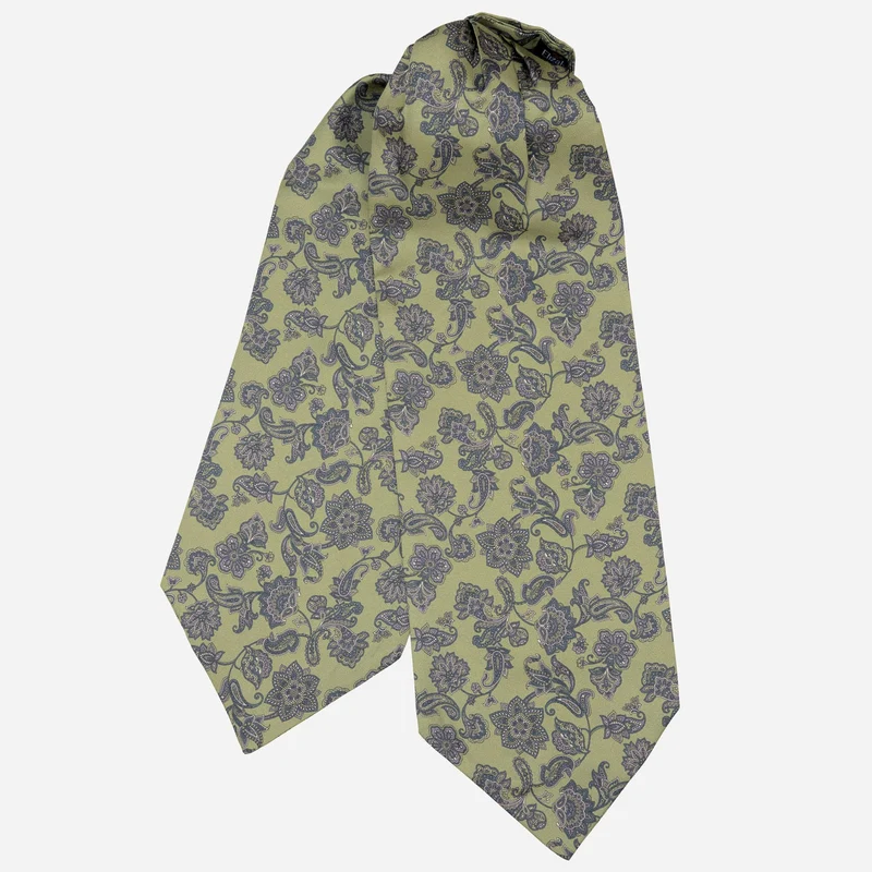 Turano - Silk Ascot Cravat Tie - Sage Green