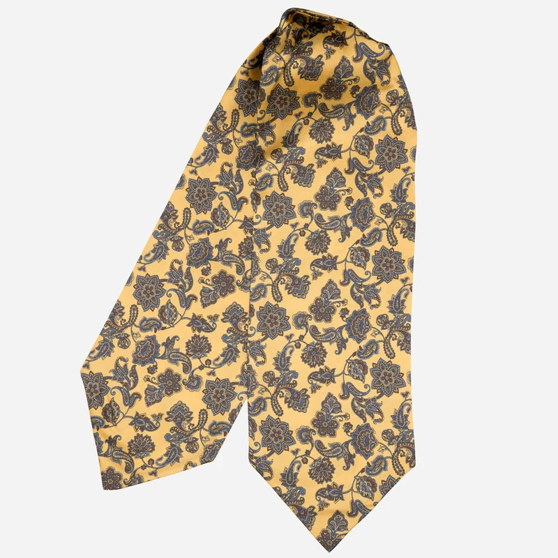 Turano - Silk Ascot Cravat Tie - Yellow