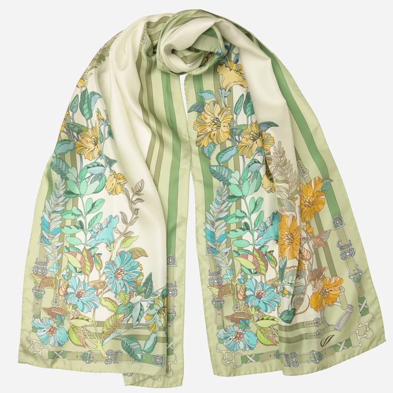 Mina - Long Silk Scarf - Tea Green