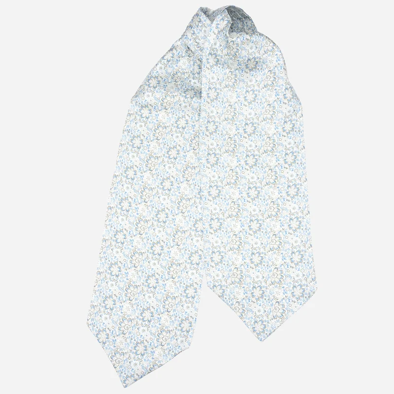 Salvadori - Silk Ascot Cravat Tie - Sky Blue
