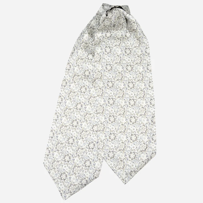 Salvadori - Silk Ascot Cravat Tie - Silver Grey