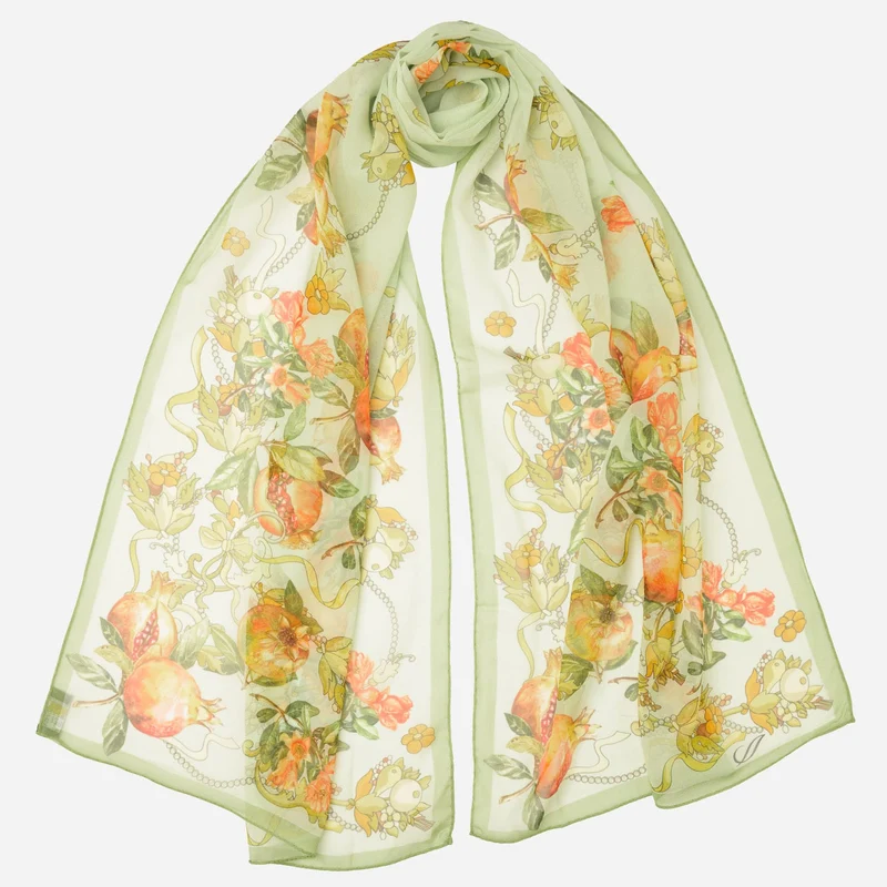 Persephone - Long Silk Scarf - Mint Green