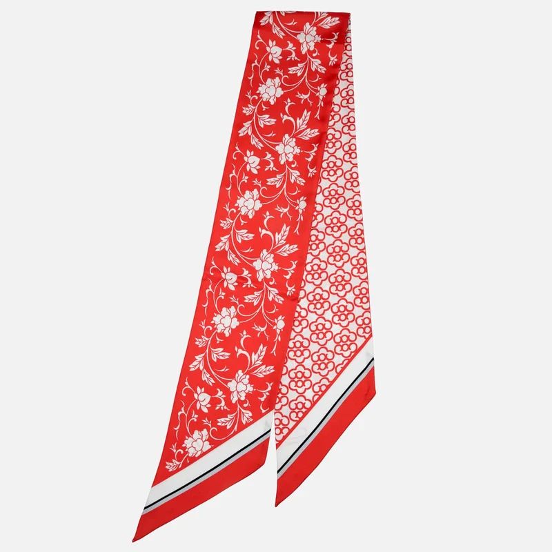 Loretta - Skinny Silk Scarf - Ferrari Red