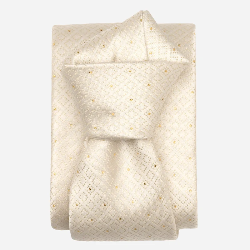 Martini - Silk Jacquard Tie - White & Gold