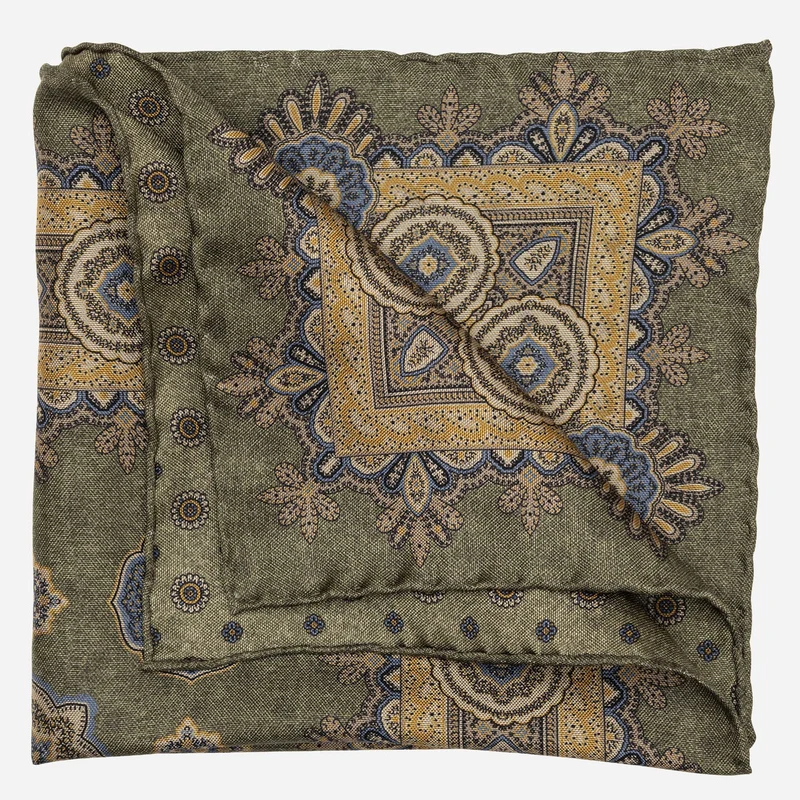 Brando - Double Sided Silk Pocket Square - Sage