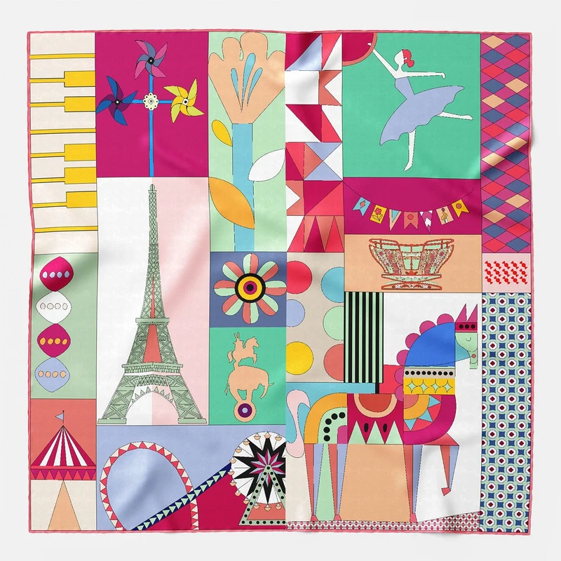 Parisian Carnival - Silk Foulard - Pink