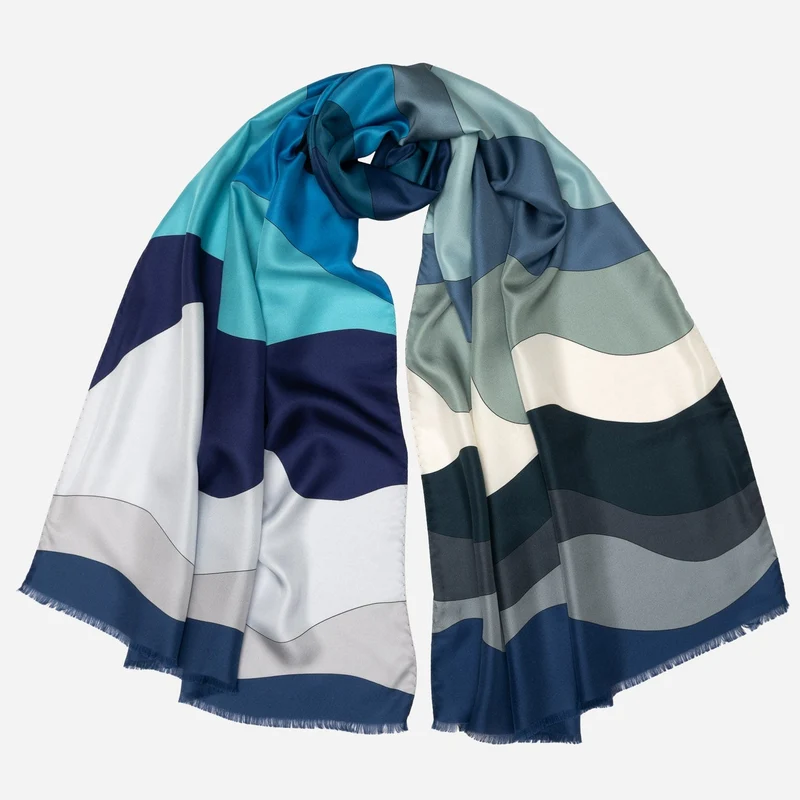 Onda - Silk Scarf Shawl - Blue