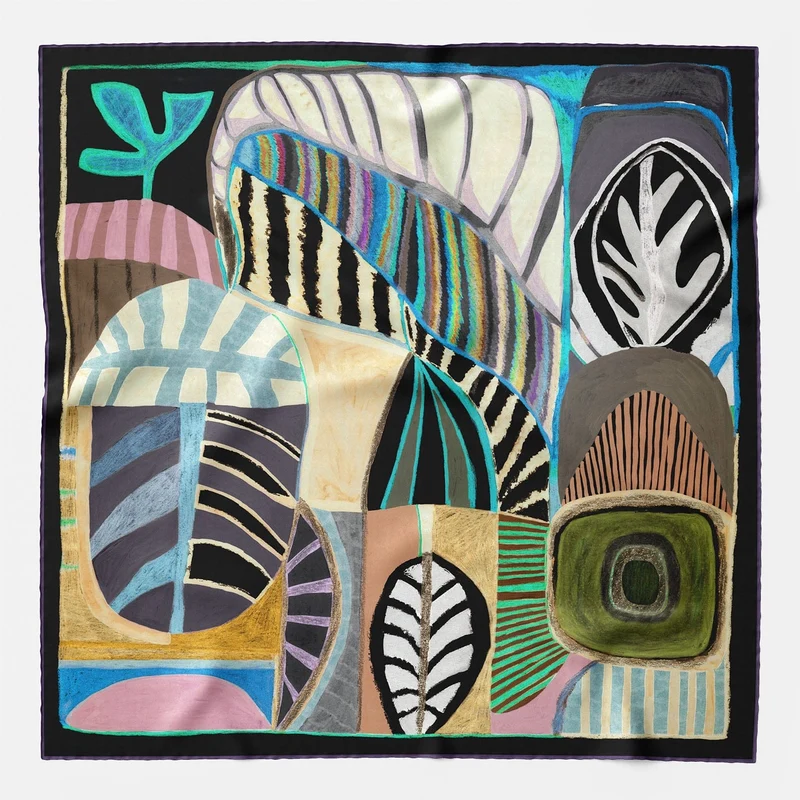 Nicola - Silk Foulard - Blue and Plum