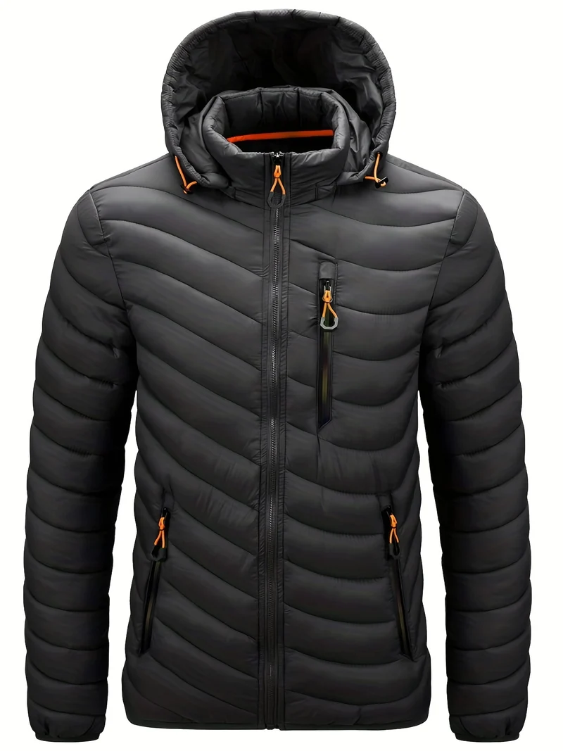 Heren donsjas | Warme winterjas met capuchon en rits