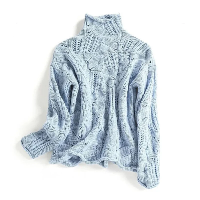 Women's Loose Cable Knit Turtleneck Sweater