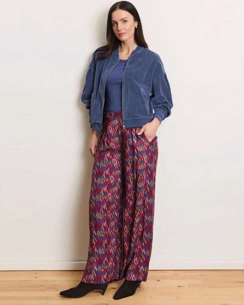 TRANQUILLO wijde broek POLLIE IKAT ecovero twill