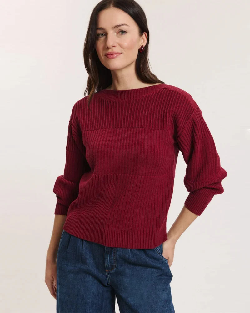 TRANQUILLO boothals trui KYRA RED biologisch katoen
