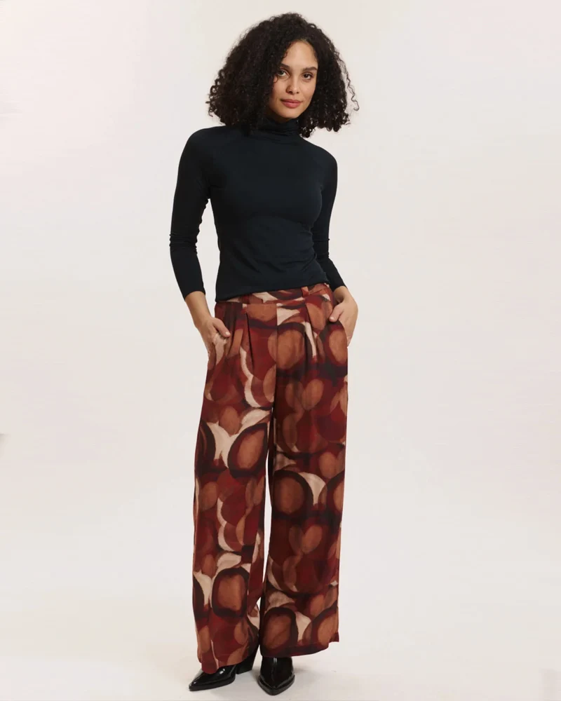 TRANQUILLO wijde broek POLLIE EARTH ecovero twill