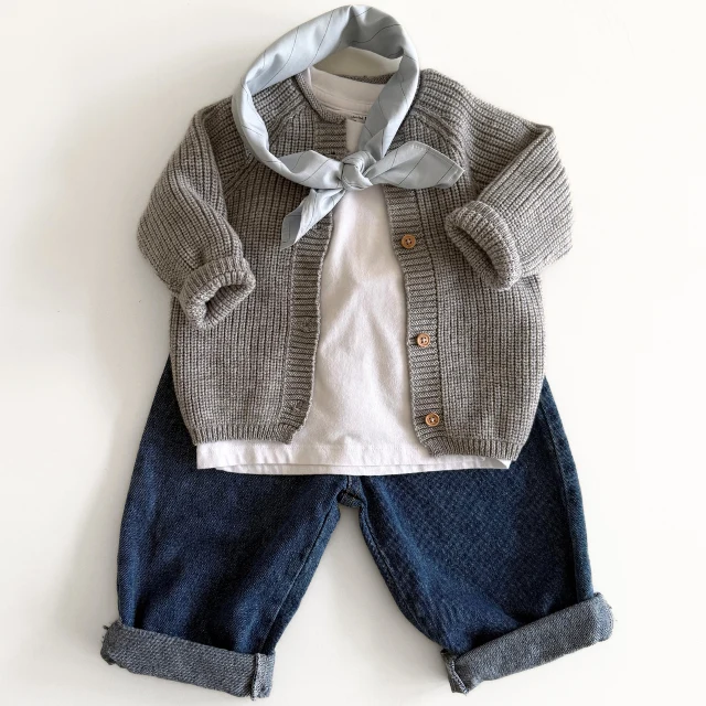 Blauw met grijze streep sjaal voor baby en kids