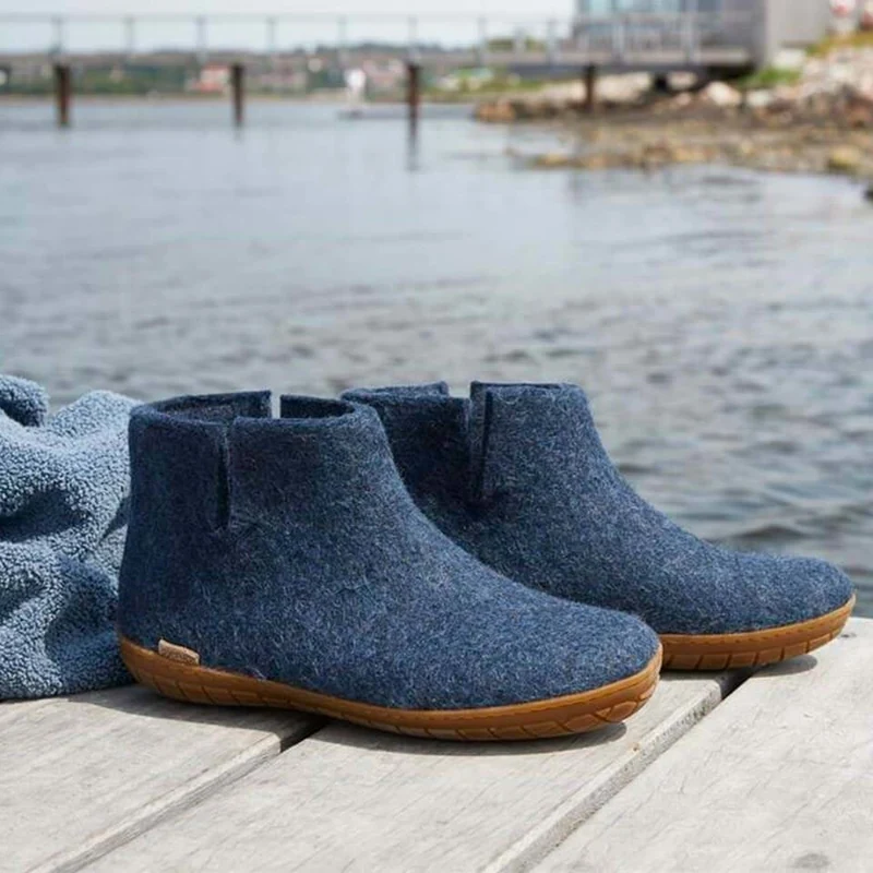 GLERUPS wollen sloffen pantoffels DENIM RUBBER HONEY