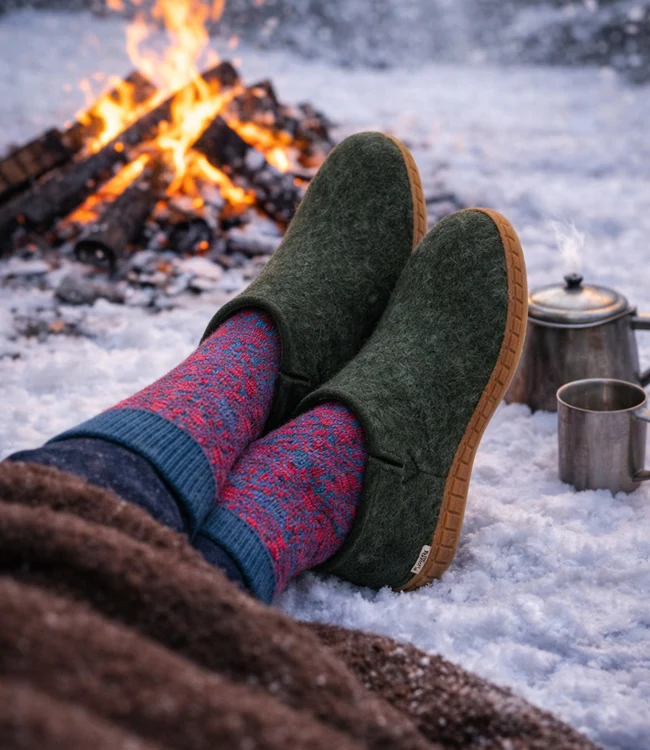 GLERUPS wollen sloffen pantoffels FOREST RUBBER HONEY