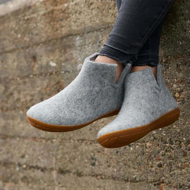 GLERUPS wollen sloffen pantoffels GRIJS RUBBER HONEY