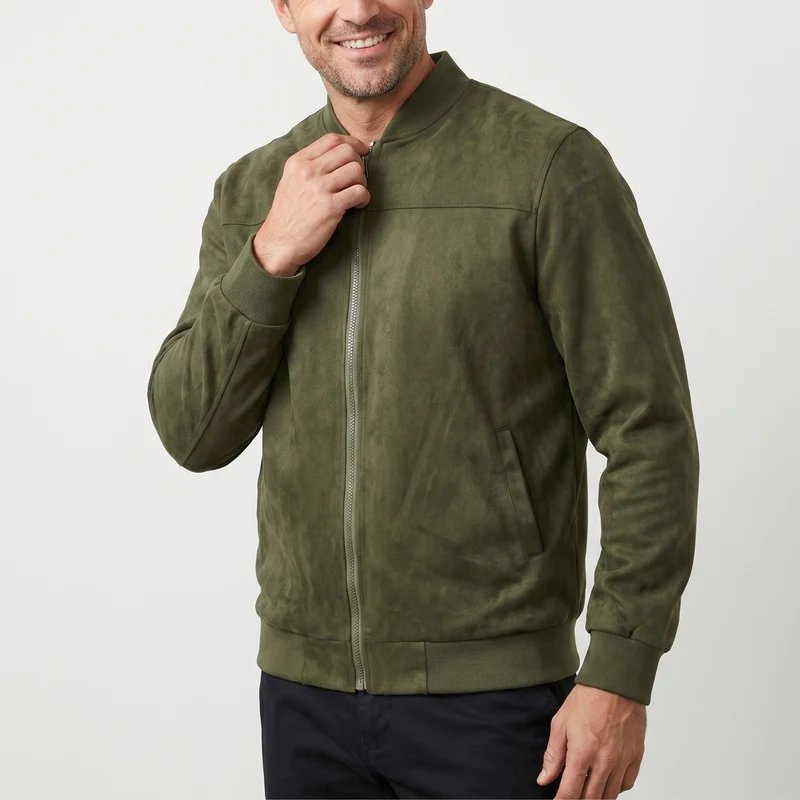 Men's Suede Style Jacket – Versatile Transitional Outerwear