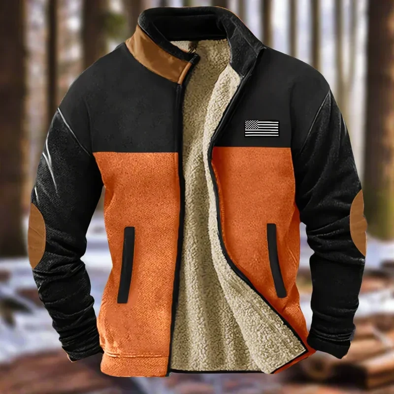 Men's Fleece Jacket with Cozy Shearling Lining