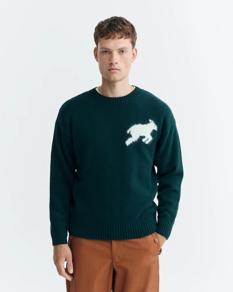 THINKING MU wollen trui GREEN LAMB van merino