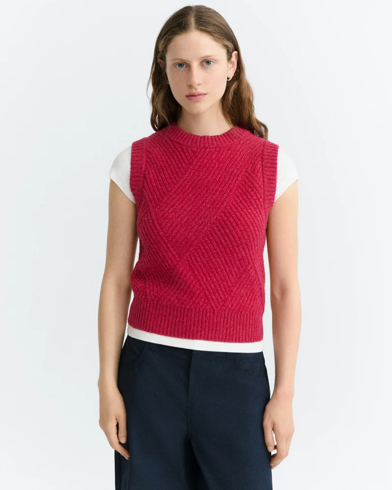 THINKING MU wollen spencer KAYA RED van pure merino