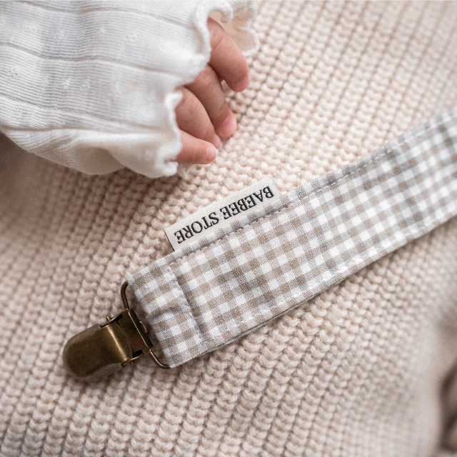 Speenkoord geruit beige met wit