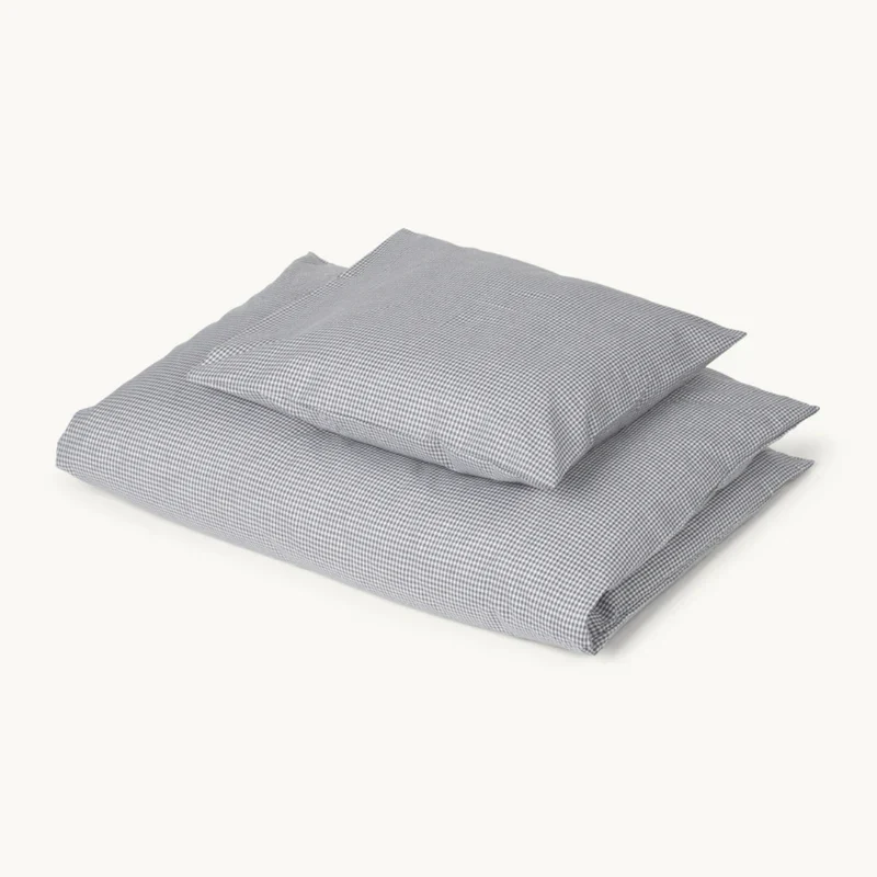 Lubilu geruit kinderbeddengoed grijs 140 x 100 cm