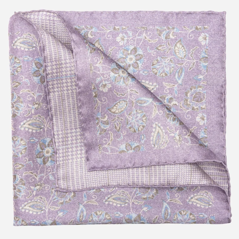 Enzo - Double Sided Silk Pocket Square - Lavender