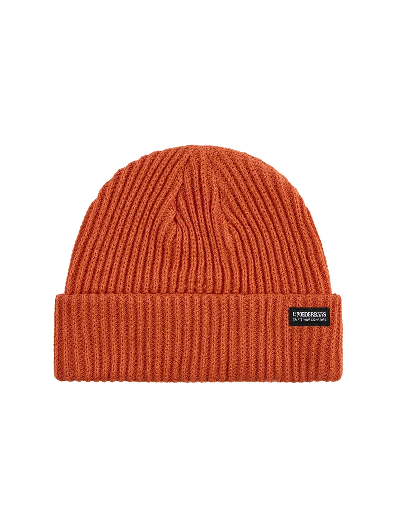 Royal Rib Beanie | Mandarin red